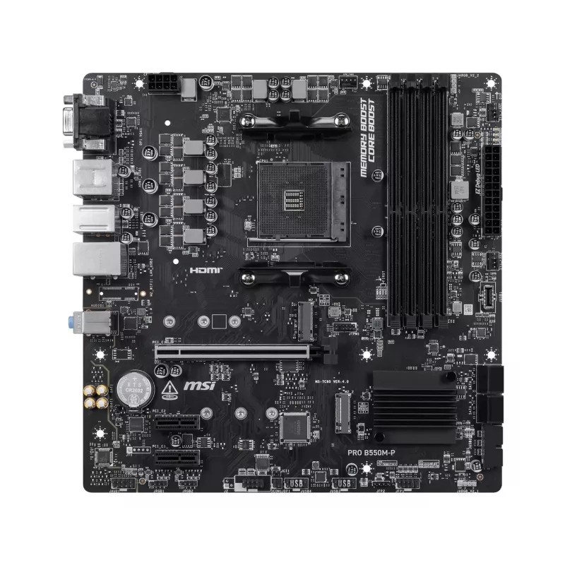 MSI PRO B550M-P mātesplate, AMD AM4, B550, Micro-ATX, 4x DDR4, 128GB maks., Dual M.2, Gigabit LAN
