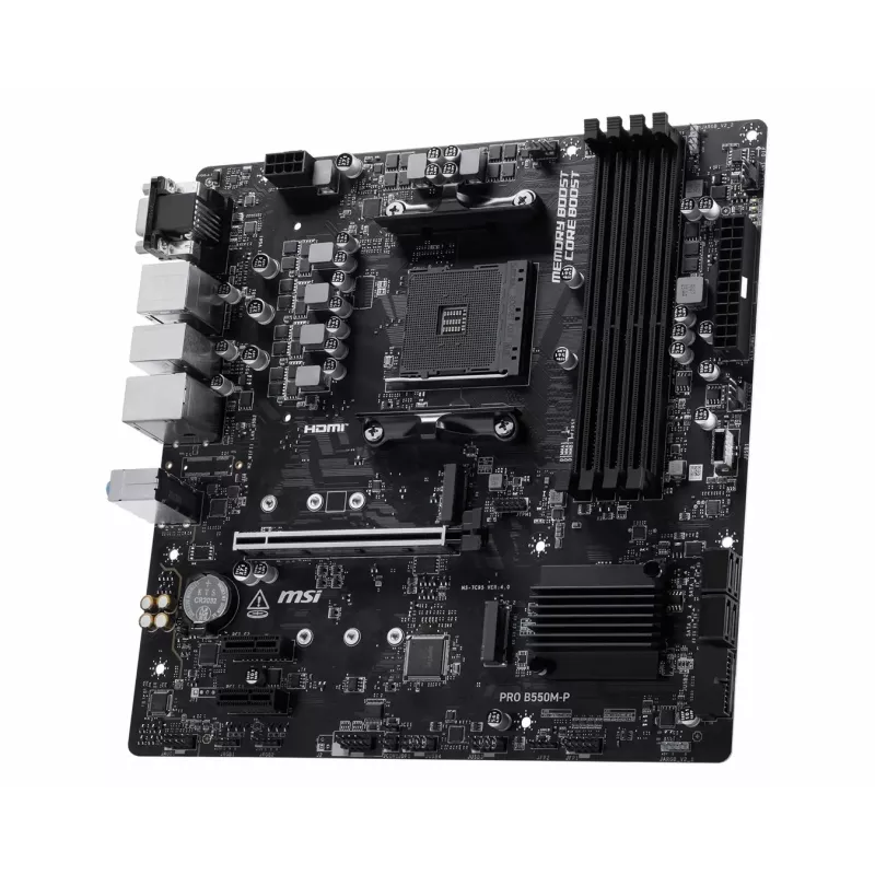 MSI PRO B550M-P mātesplate, AMD AM4, B550, Micro-ATX, 4x DDR4, 128GB maks., Dual M.2, Gigabit LAN