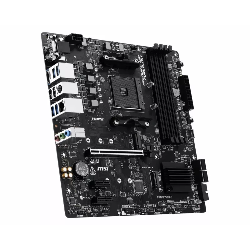 MSI PRO B550M-P mātesplate, AMD AM4, B550, Micro-ATX, 4x DDR4, 128GB maks., Dual M.2, Gigabit LAN