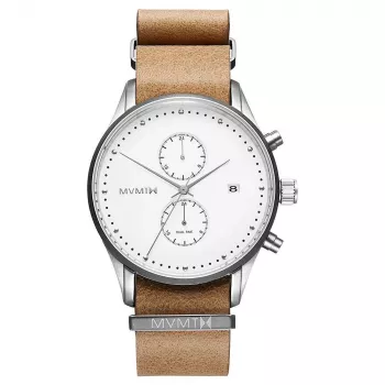 MVMT sieviešu pulkstenis D-MV01-WT (42mm) - Balts ciparnīca, balta ādas siksniņa
