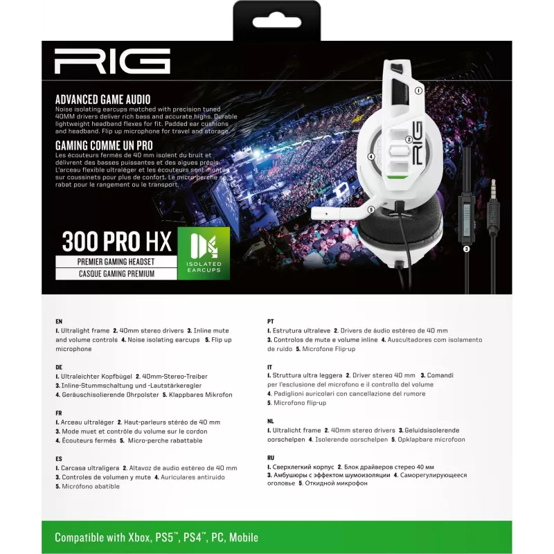 NACON RIG 300HX Gaming Headset for Xbox, White