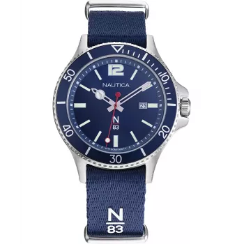 Nautica vīriešu NAPABS904 analogais kvarca pulkstenis 43mm zila silikona siksniņa