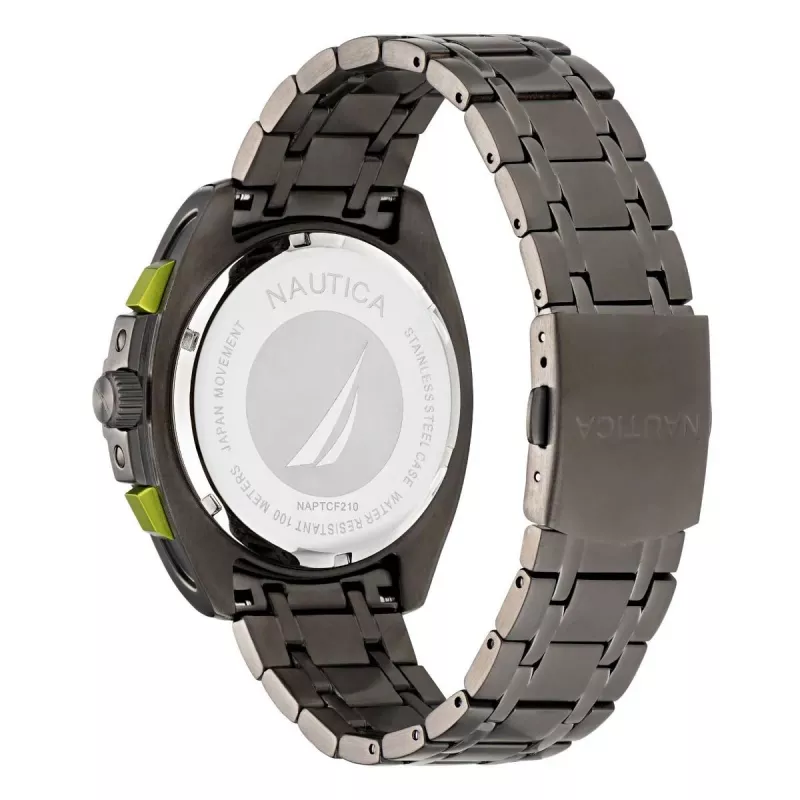 Nautica vīriešu kvarca pulkstenis NAPTCF210 44mm nerūsējošais tērauds zils ciparnīca silikona siksniņa