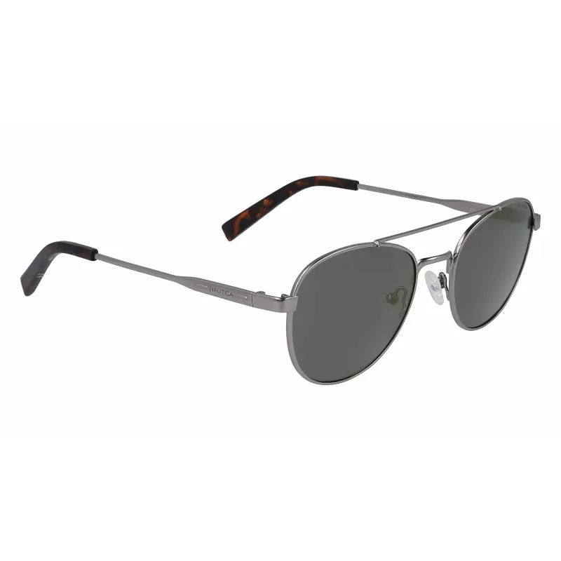 Nautica N4641SP-030 Vīriešu taisnstūra saulesbrilles, matēts melns rāmis, pelēkas lēcas, 53 mm