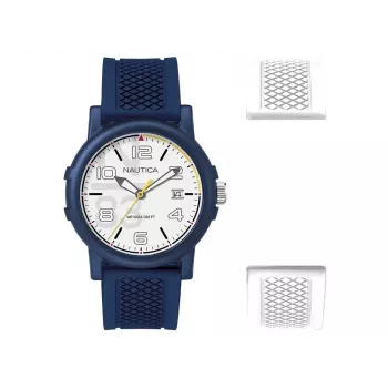 Nautica NABLEME02 Vīriešu kvarca analogais pulkstenis ar zilu ciparnīcu un zilu silikona siksniņu 38 mm