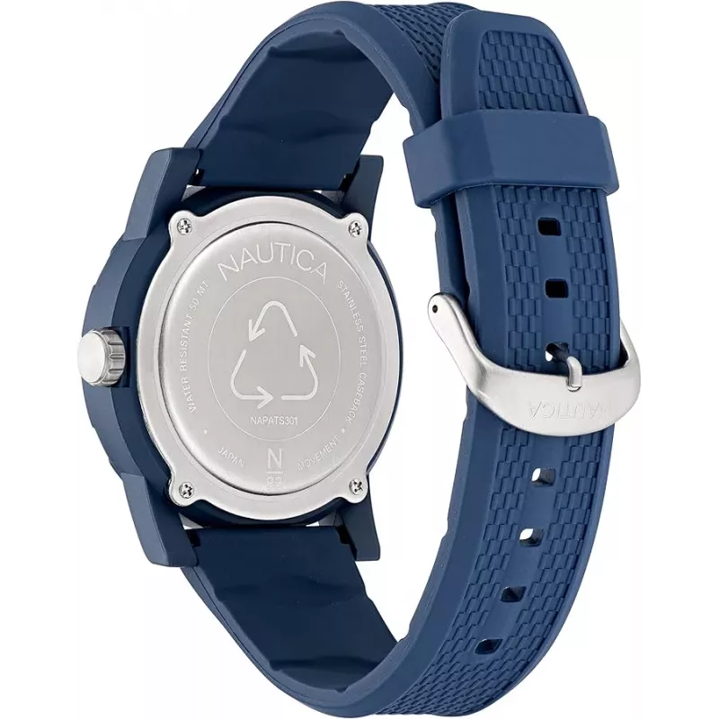 Nautica NAPATS301 Vīriešu kvarca analogais pulkstenis 42.5mm zils ciparnīca silikona siksniņa
