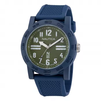 Nautica NAPATS305 Vīriešu kvarca analogais pulkstenis ar zilu ciparnīcu un silikona siksniņu 42,5 mm