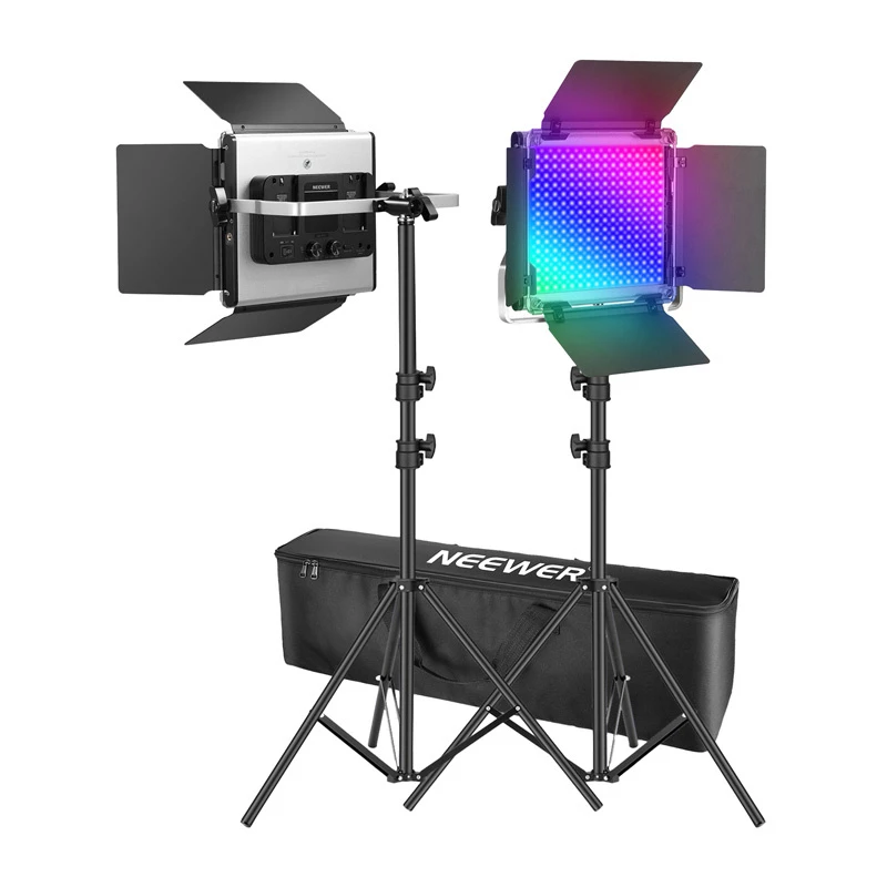 NEEWER 2×660 PRO II RGB LED Video Light Kit ar 2×200cm gaismas statīviem