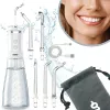NENO Pulsar White pārnēsājamais mutes irigators ar 300 ml tvertni, 3 spiediena režīmiem, USB-C uzlādējams, IPX7 ūdensizturīgs, 4 uzgaļiem