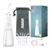 NENO Pulsar White pārnēsājamais mutes irigators ar 300 ml tvertni, 3 spiediena režīmiem, USB-C uzlādējams, IPX7 ūdensizturīgs, 4 uzgaļiem