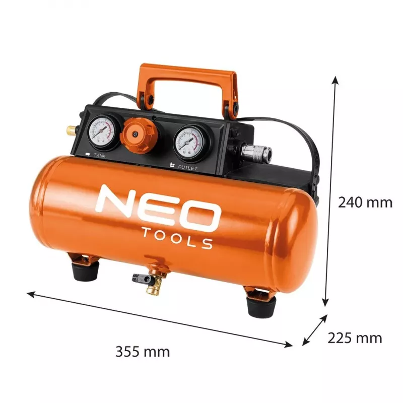NEO TOOLS 04-620 Eļļas ieeļļots gaisa kompresors 24L 1.5kW 8bar 200L/min