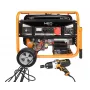NEO TOOLS 04-732 Trīsfāžu benzīna ģenerators 7.5 kW ar AVR, elektrisko palaišanu, riteņiem