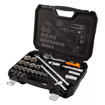 NEO TOOLS 1/2 collas piedziņas uzgriežņu atslēgu komplekts, 25 daļas, satīna hroma vanādija