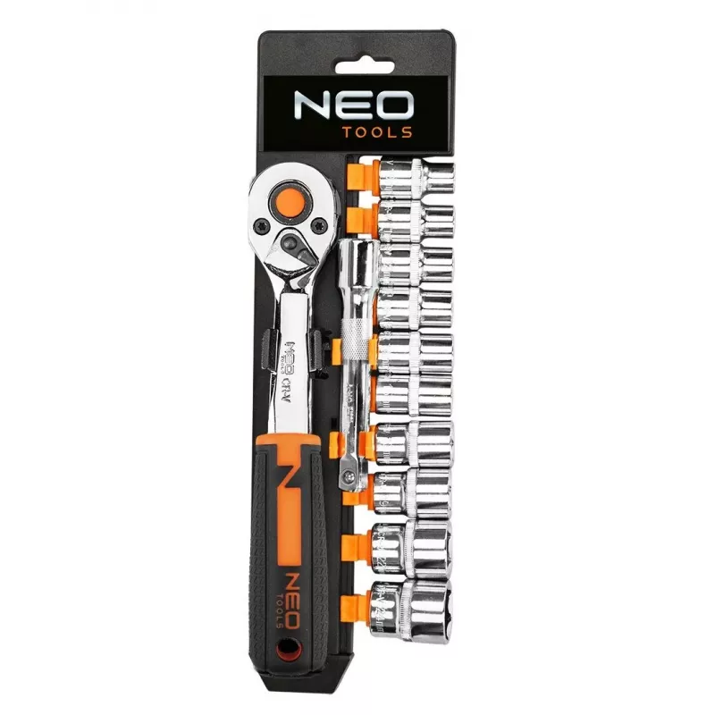 NEO Tools 10-020 219-Daļu Hroma-vanādija Uzgriežņu Atslēgu Komplekts ar 1/4 inch, 3/8 inch, 1/2 inch Piedziņām, Reversa Uzgriežņu Atslēgām, Uzgriežņu Atslēgām, Uzgriežņu Atslēgām, Sešstūra Atslēgām