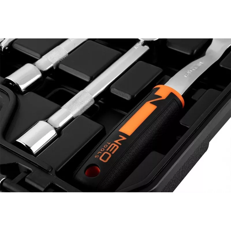 NEO Tools 10-042 1/4 collu piedziņas 46 daļu uzgriežņu atslēgu komplekts ar uzgaļiem un piederumiem