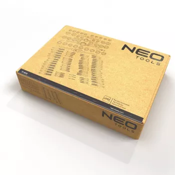 NEO TOOLS 110 daļu metriskā vītņu griešanas un atjaunošanas komplekts ar HSS vītņu instrumentiem, regulējamām uzgriežņu atslēgām un metāla kastē