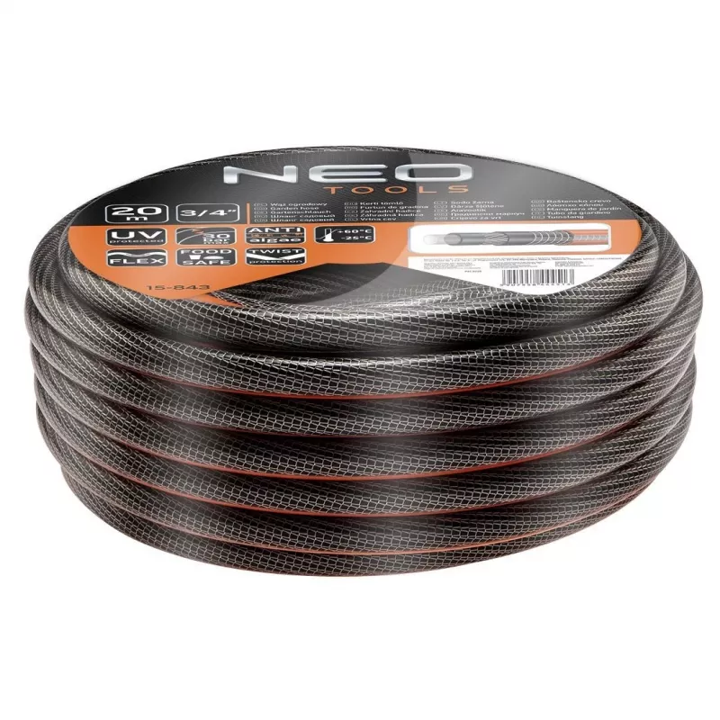 NEO Tools 15-843 dārza šļūtene 20 m 1/2 collas 3-slāņu pastiprināta PVC zaļa