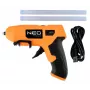 NEO Tools 17-083 20W vada karstās līmes pistole ar pretpilēšanas uzgali, 11mm līmes stienīšiem, integrētu statīvu, 230V, oranža/melna
