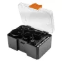 NEO TOOLS 57-923 Carbīda zobrata urbjzāģu komplekts, 11 gab. (20–64 mm), ar 2 urbjpatronām un futrāli