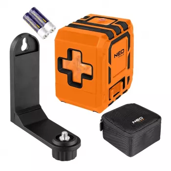 NEO TOOLS 75-143 krustlīniju lāzera līmeņrādis 3x360° zaļš stars, 30 m diapazons, uzlādējams Li-ion, IP54, ar magnētisko stiprinājumu un futrāli