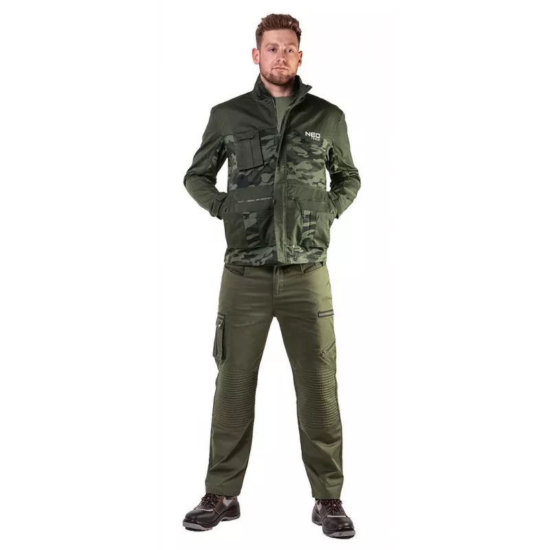 NEO TOOLS 81-211-L Unisex darba jaka, pelēka/melna, L izmērs, 7 kabatas, pastiprināta, EN ISO 13688