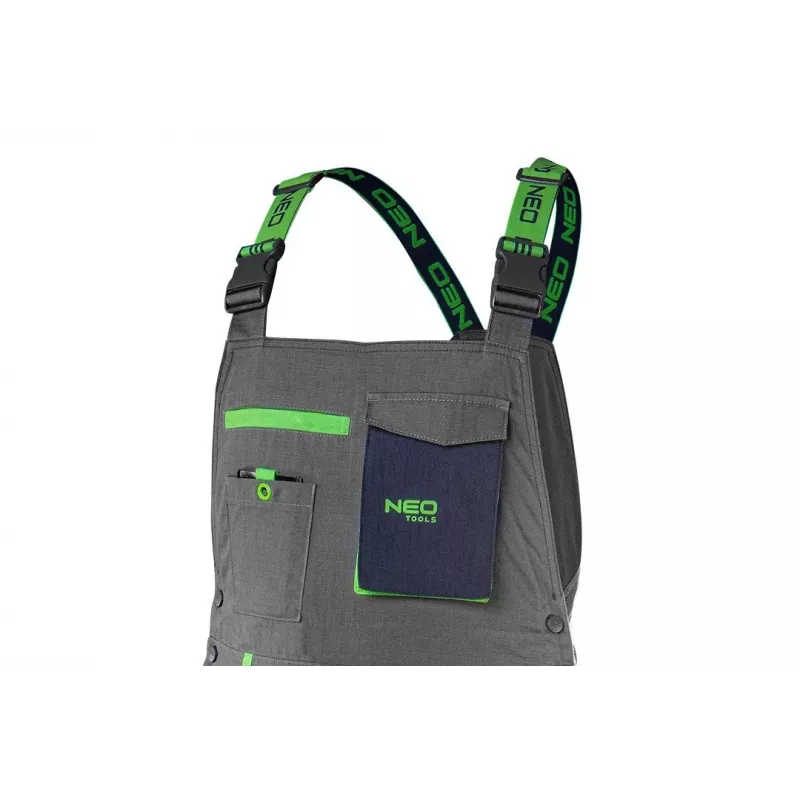 NEO TOOLS 81-247-S Darba šorti, izmērs S, pelēki/melni, 65% poliesters 35% kokvilna, 267 g/m², daudzkabatu, CE sertificēti