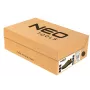 NEO Tools 82-741-47 S1P SRC Drošības apavi 47. izmērs EU, tērauda purngala aizsardzība un pretduršanas ieliktnis, zamšādas un sieta augšdaļa, divu blīvumu PU zole, melni/pelēki ar oranžiem akcentiem