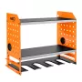 NEO TOOLS 84-199 Sienas stiprinājuma elektroinstrumentu organizatora plaukts bezvadu urbjmašīnām un aksesuāriem, melns ar sarkaniem akcentiem