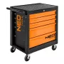 NEO TOOLS 84-214 Darbnīcas skapis, 5 atvilktnes, 150 kg kopējā slodze, sarkans/melns