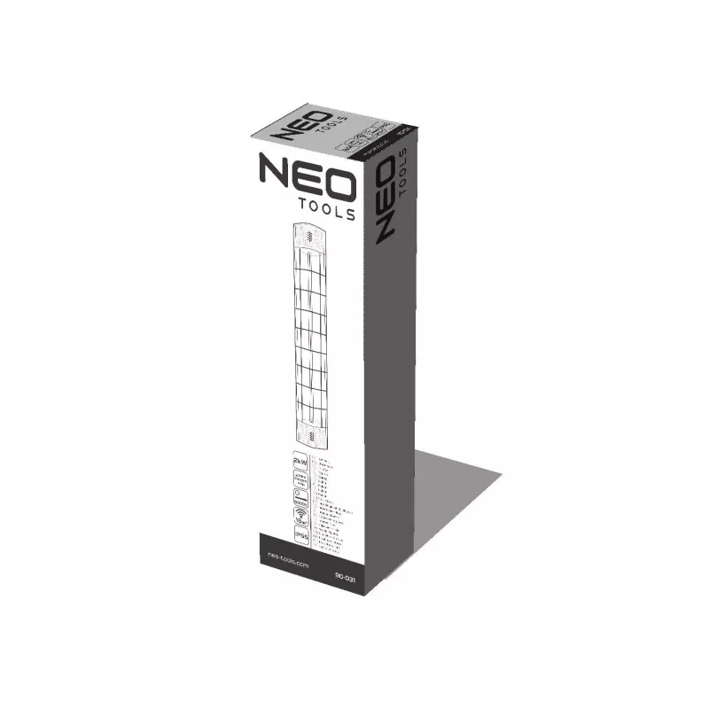 NEO TOOLS 90-031 Infrasarkanais elektriskais sildītājs 2000 W Melns IP44 Sienas/Griestu stiprinājums
