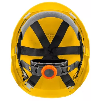 NEO TOOLS 97-210 Integrēta aizsargķivere ar sieta vizieri un ausu aizsargiem, oranža