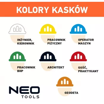 NEO TOOLS 97-210 Integrēta aizsargķivere ar sieta vizieri un ausu aizsargiem, oranža