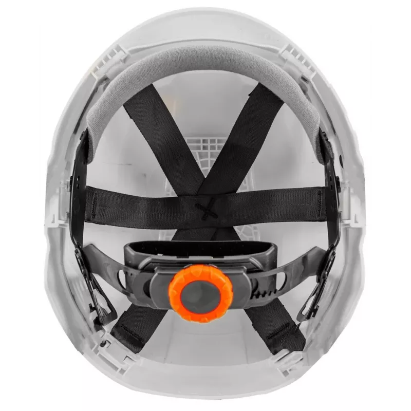 NEO TOOLS 97-211 Ventilējama industriālā aizsargķivere ar 6 punktu sprūdrata piekares sistēmu, EN 397, balta