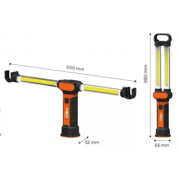 NEO TOOLS 99-066 Uzlādējams COB LED darba lukturis ar magnētisko pamatni un grozāmu āķi, 300 lm