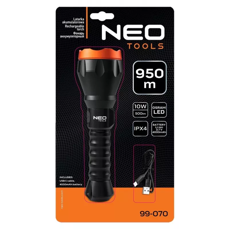 NEO TOOLS 99-070 XPE + COB LED galvas lukturis ar kustības sensoru, 120 lm, IPX4, 3x AAA