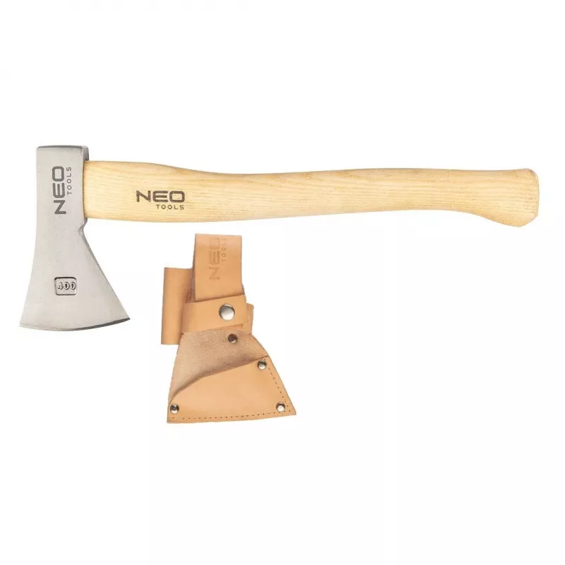 NEO TOOLS Bushcraft cirvis ar maksti 400g | Kalts no augsta oglekļa tērauda, hikorija koka rokturis
