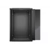 NETRACK 019-180-645-022 Sienas/piekarināmais skapis 19 inch 18U 450mm Stikla durvis Melns Noņemami sānu paneļi