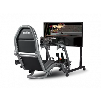 Next Level Racing Grīdas statīvs - apaļa caurule, brīvi stāvošs viena monitora statīvs - līdz 65 collām - augstuma regulēšana, slīpums - maksimālā svara ietilpība 50 kg - melns