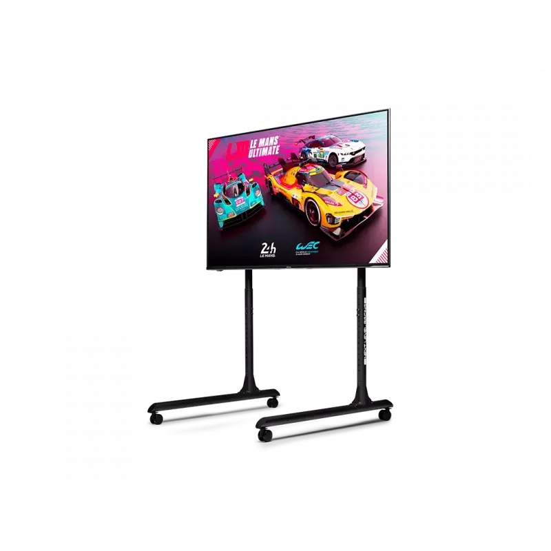 Next Level Racing Grīdas statīvs - apaļa caurule, brīvi stāvošs viena monitora statīvs - līdz 65 collām - augstuma regulēšana, slīpums - maksimālā svara ietilpība 50 kg - melns