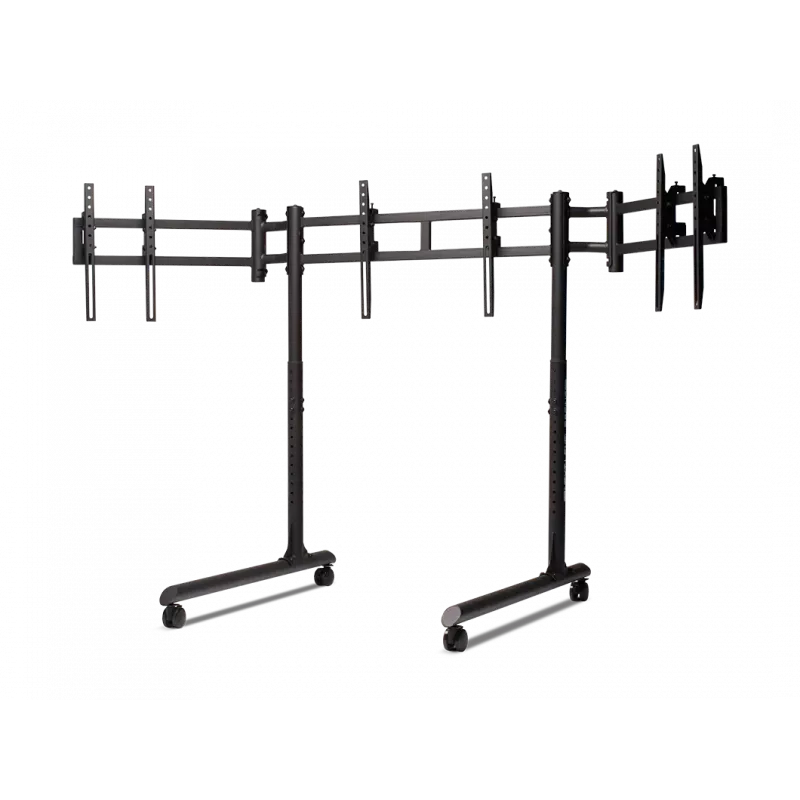 Next Level Racing Floor Stand Round Tube Freestanding Single Monitor Stand Up to 3x43 inch Height Adjustment Tilt Maximum Weight Capacity 50 kg Black