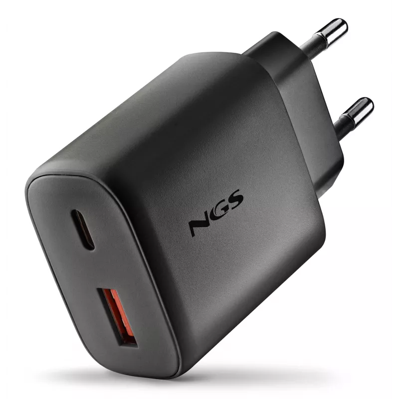 NGS ERA 45W USB-C + USB-A sienas lādētājs (melns)