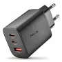 NGS ERA 65W USB-C GaN lādētājs 2x USB-C + 1x USB-A Melns