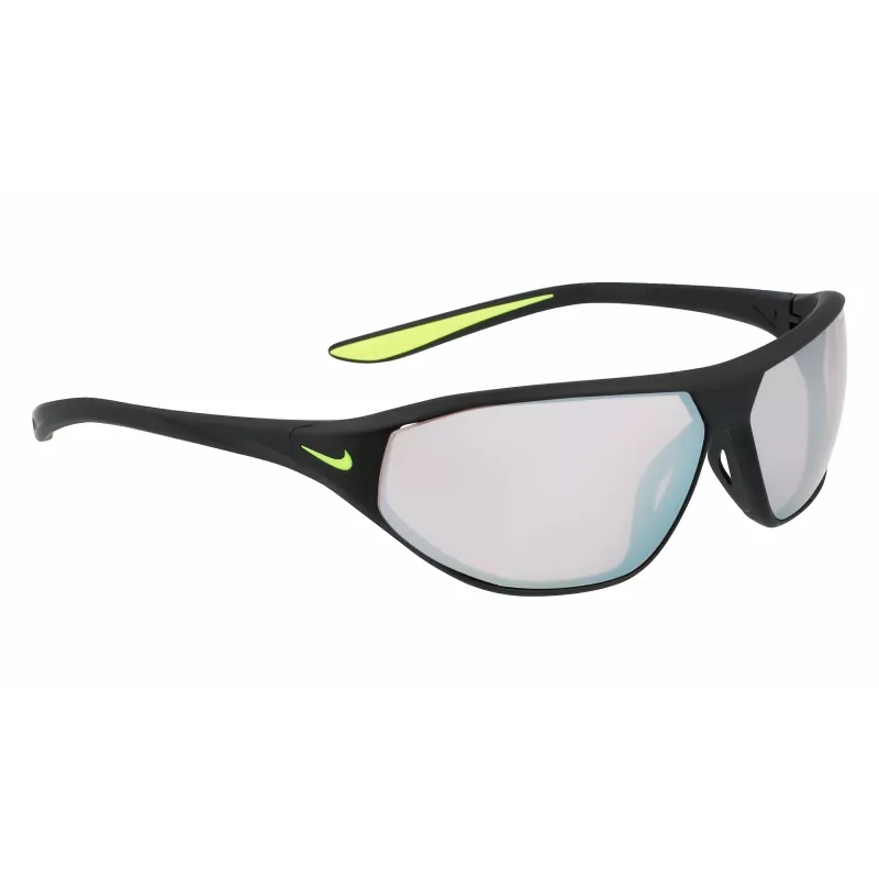 NIKE AEROSWIFTEDQ0 Unisex Sport Saulesbrilles - Matēti Melna, Pelēka Nokrāsa, 65 mm Lēca