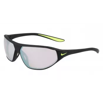 NIKE AEROSWIFTEDQ0 Unisex Sport Saulesbrilles - Matēti Melna, Pelēka Nokrāsa, 65 mm Lēca
