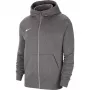 Nike Park 20 Fleece džemperis ar kapuci un rāvējslēdzēju tumši pelēks melns CW6891 071