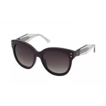 NINA RICCI Sieviešu saulesbrilles SNR3245501CK - Melns acetāta rāmis, Pelēkas polikarbonāta lēcas, 55/18/140 mm