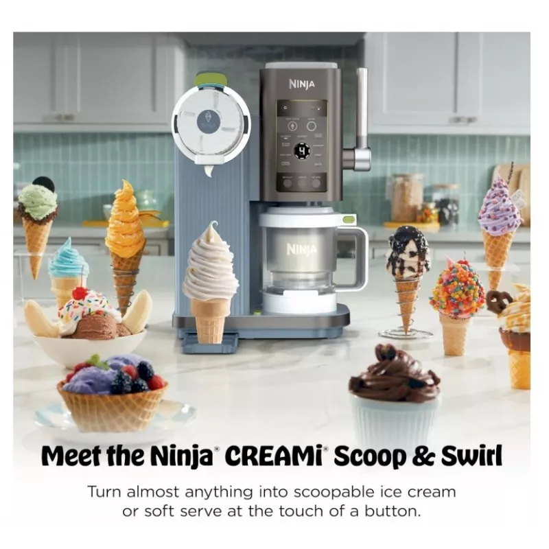 Ninja Creami Scoop & Swirl 13-in-1 saldējuma un slush pagatavotājs 0.48L zils EU NC702EU