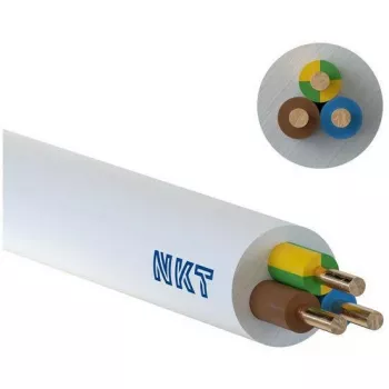 NKT YDYp 3x1,5 mm² 450/750V PVC Strāvas kabelis 100m spole Balts