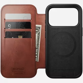 NOMAD Ādas Maciņš iPhone 17 Pro ar MagSafe un Maku