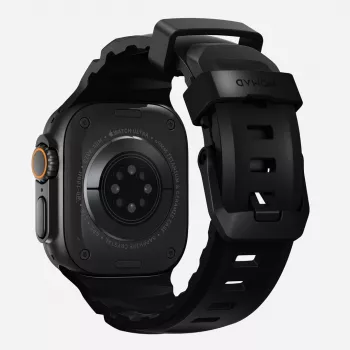 NOMAD Rocky Point Band Apple Watch 46mm/49mm ar FKM un titānu (Carbon Black, Black Hardware)